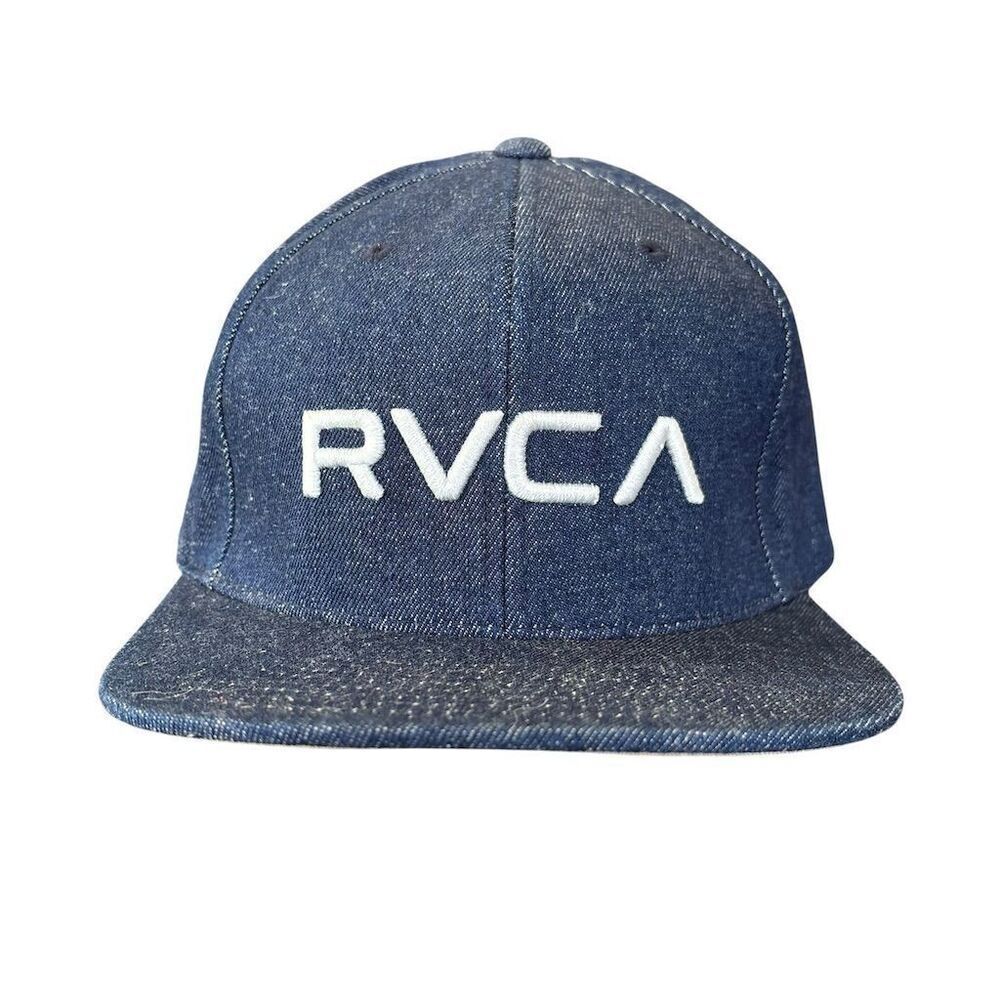RVCA Men's Denim Blue Snapback Hat Adjustable Mid‎ Fit Casual Cap
